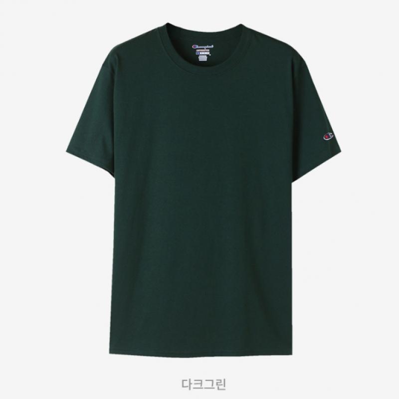Champion Camiseta lisa de manga corta verde oscuro T425 Dark Grenn