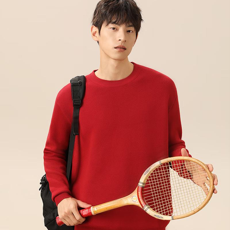 MINISO Men's Winter Fleece Lined Round Neck Sweater