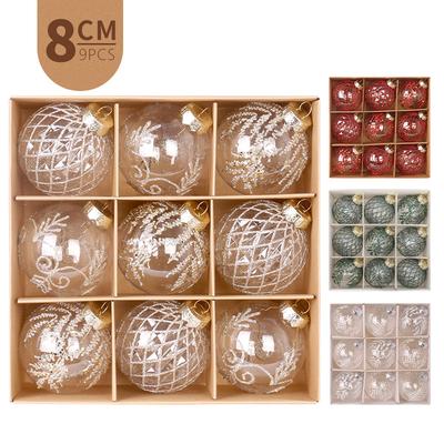9pcs 8cm Christmas Balls Decorations Set Christmas Tree Pendant Ball Hanging Ornament For Xmas New Year Party Decor
