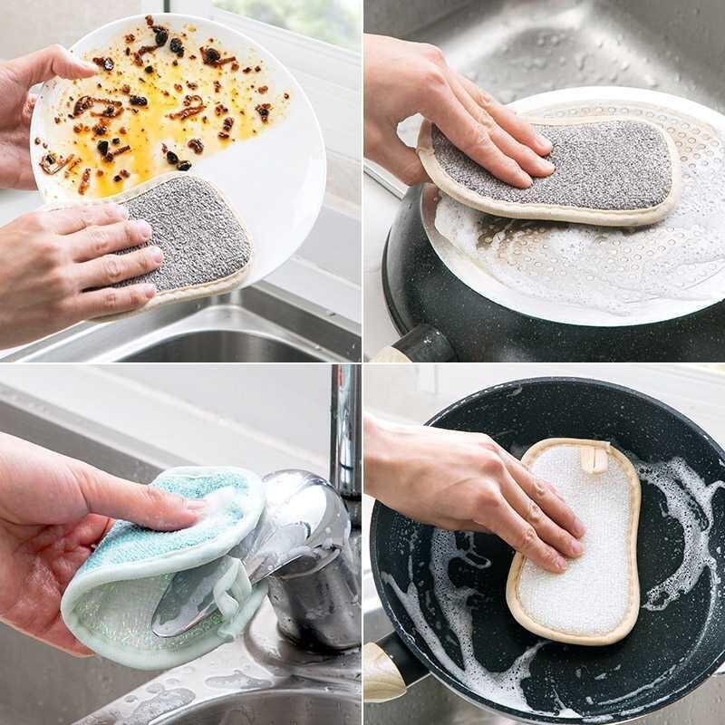 Oboustranná houbička Nylonová čisticí utěrka Kuchyňská utěrka Absorpční čisticí kartáček z mikrovlákna Domácí kuchyňské utěrky
