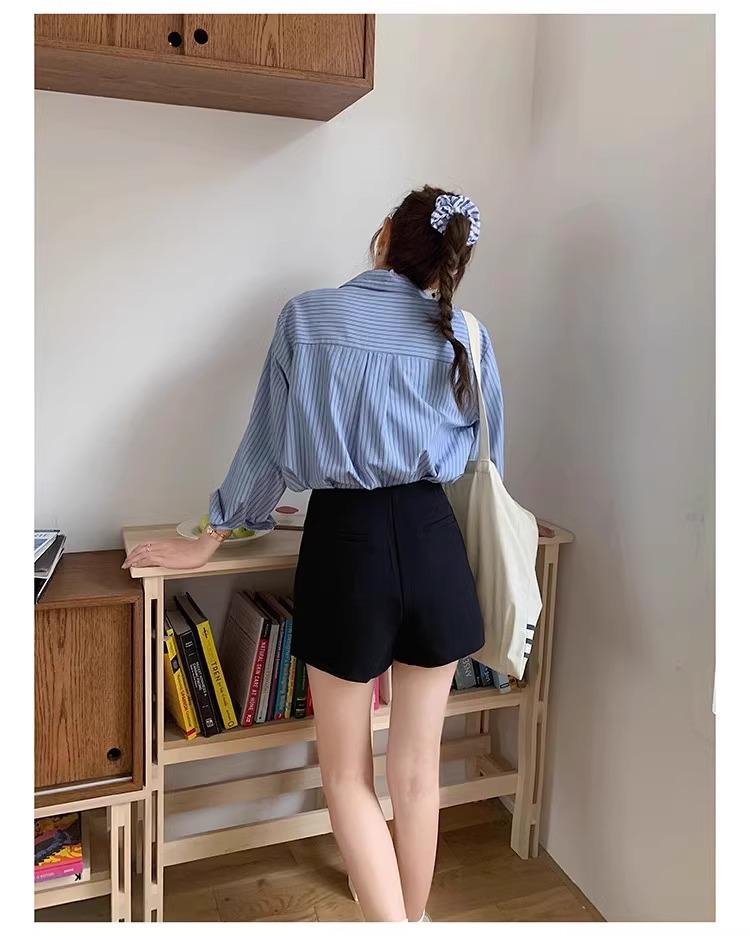 Retro High-Waist Anti-Exposure Bodycon Skirt & Wide-Leg Shorts - Women's Korean Summer Fashion