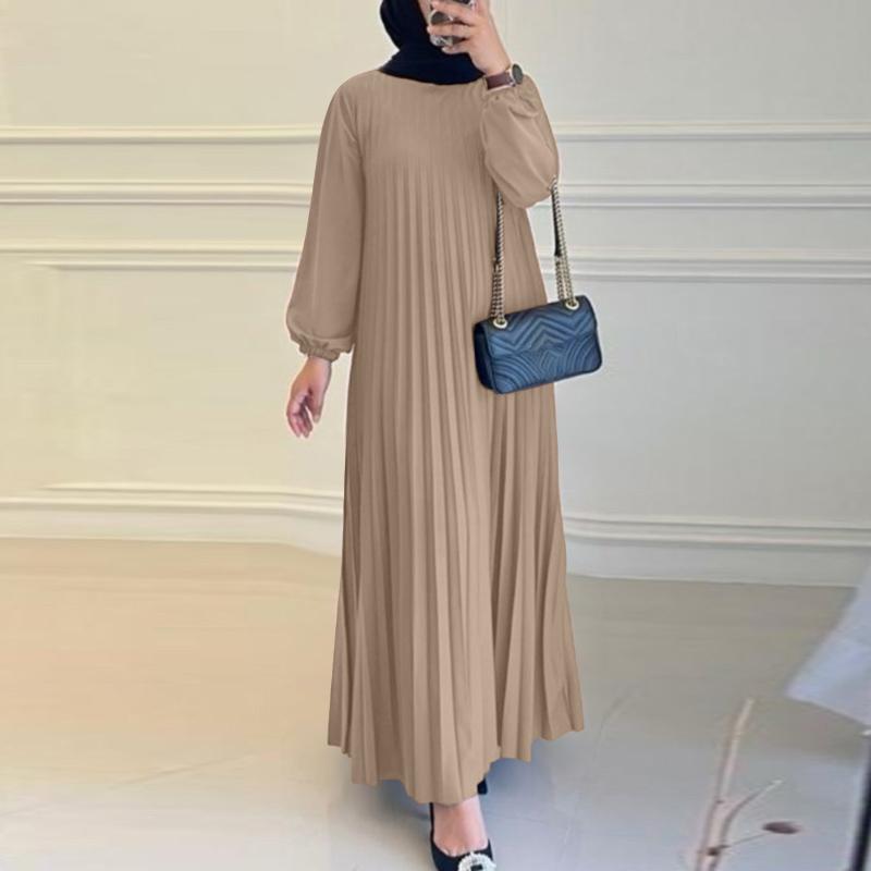 

ZANZEA Женское повседневное платье-кафтан с круглым вырезом, свободное, с длинным рукавом L