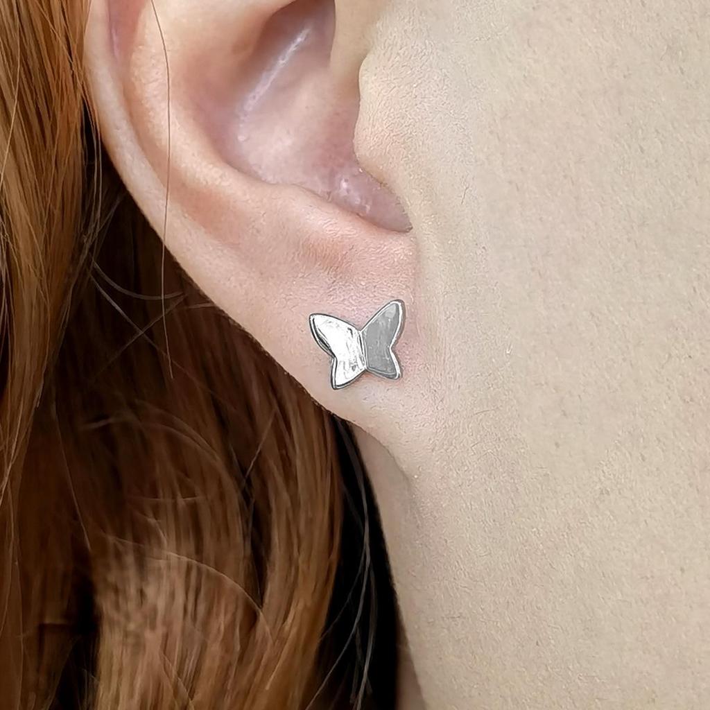 European S925 Sterling Silver Butterfly Stud Earrings - Simple, Exquisite, and Versatile INS Style Jewelry