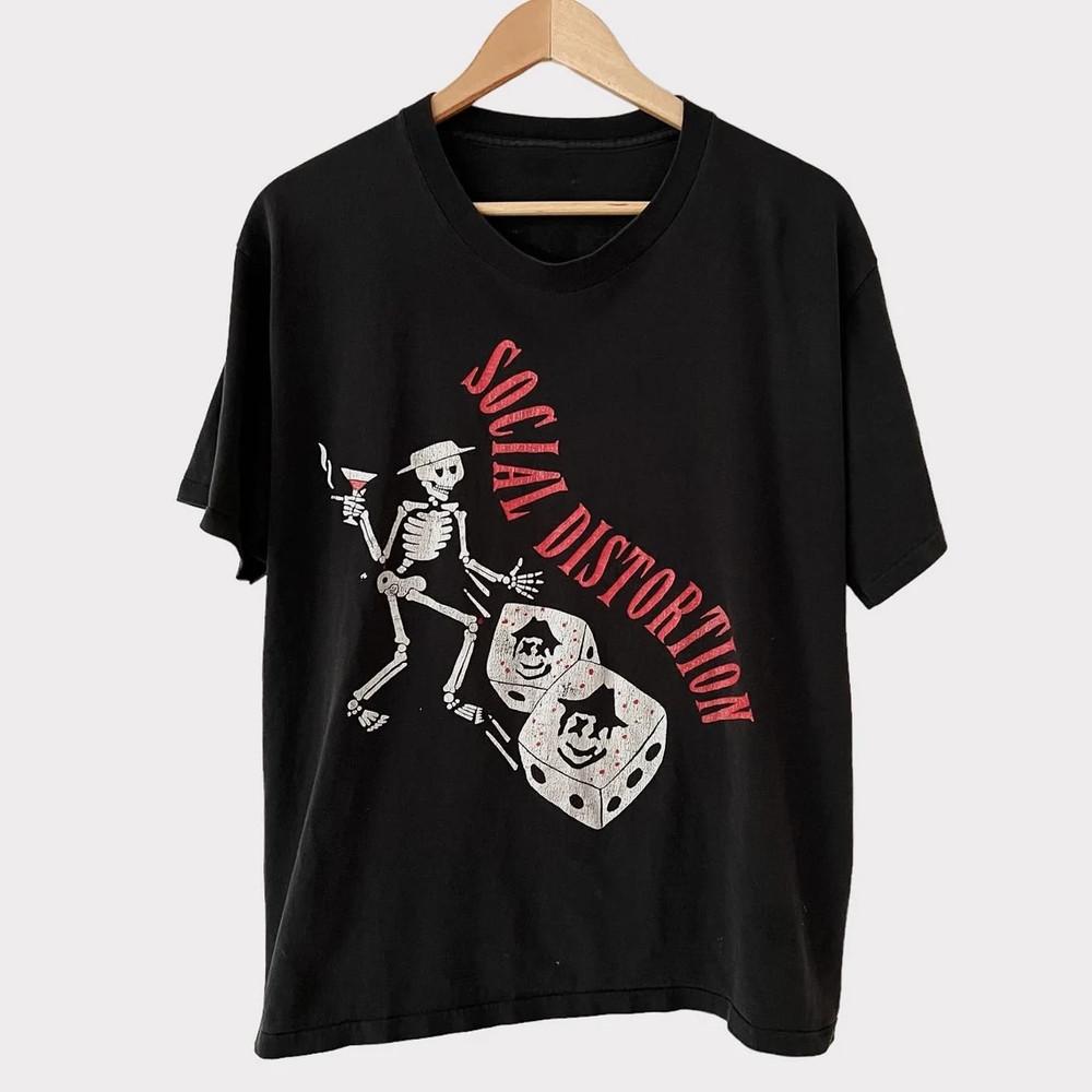 Vtg Social Distortion Band US Tour Cotton Black Full Size Unisex Shirt KN113 Unisex T-Shirt M