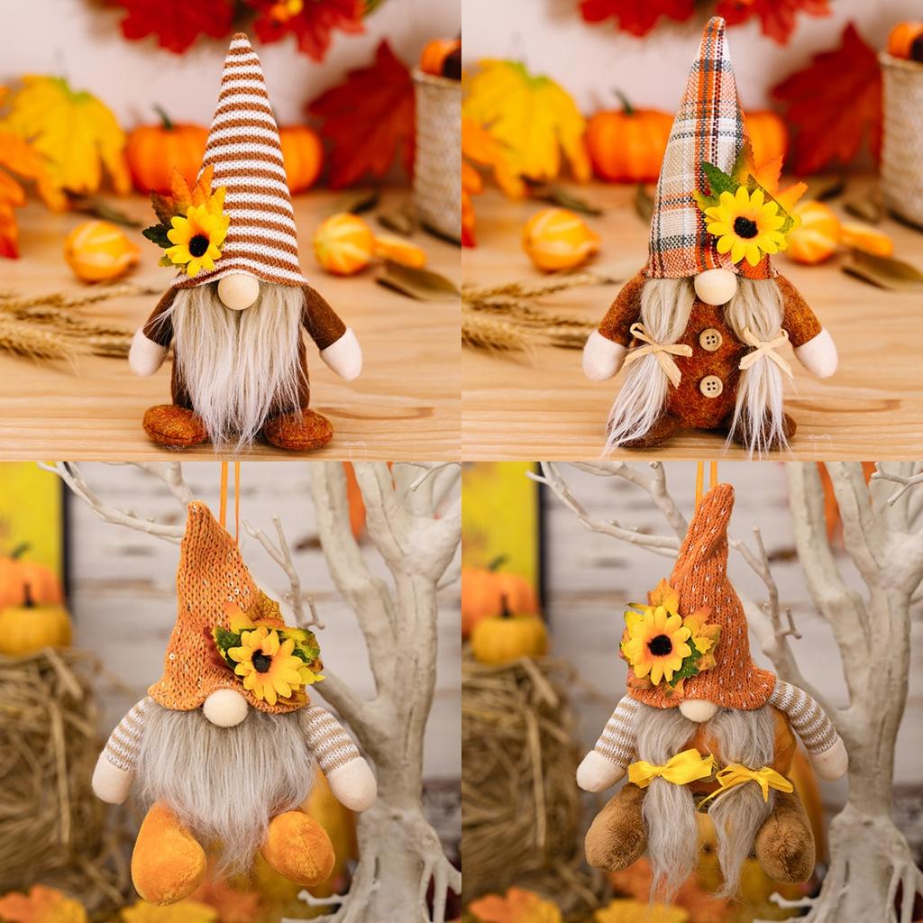 1 piece of Thanksgiving decoration bedroom no face doll goblin Harvest Festival sunflower maple leaf Rudolf dwarf  wall decor
