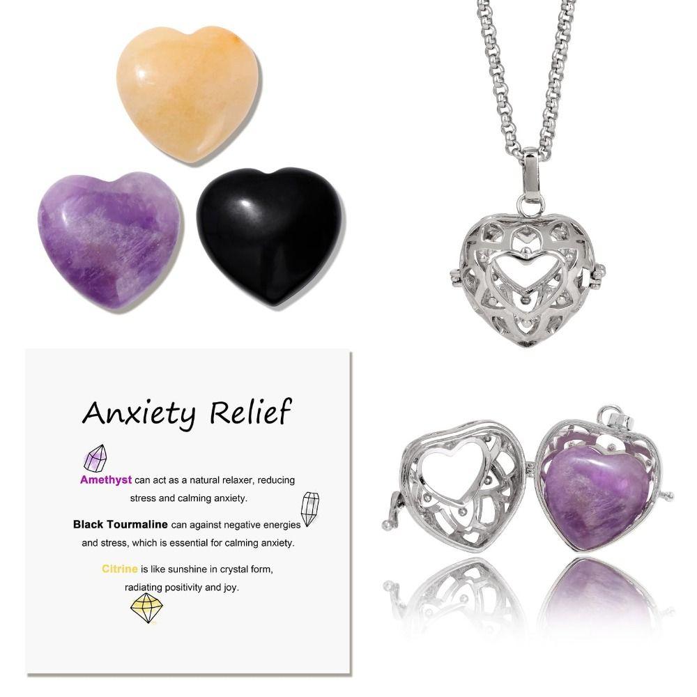 8 in 1 Replaceable Heart Shaped Necklace Natural Stones Gemstone Necklace Spiritual Gifts
