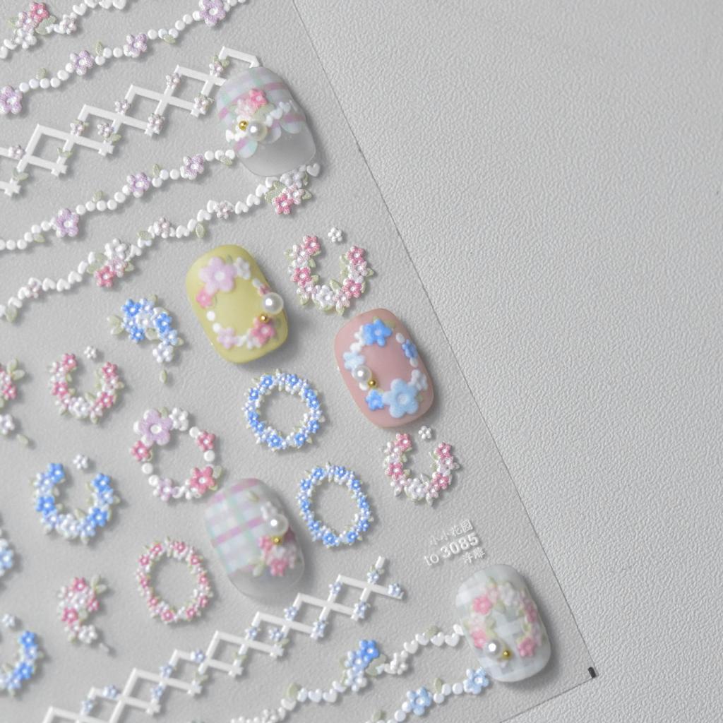 Embossed Garden Series Nail Stickers DIY Creative Decoration