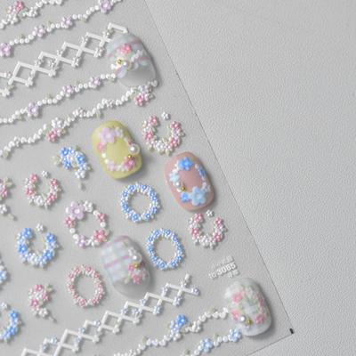 Autocollants pour ongles en relief, série Jardin, décoration créative DIY