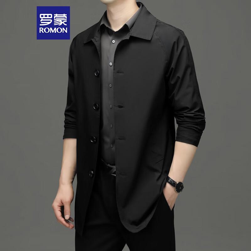 ROMON Men's Business Casual Mid-Length Trench Coat D-2021