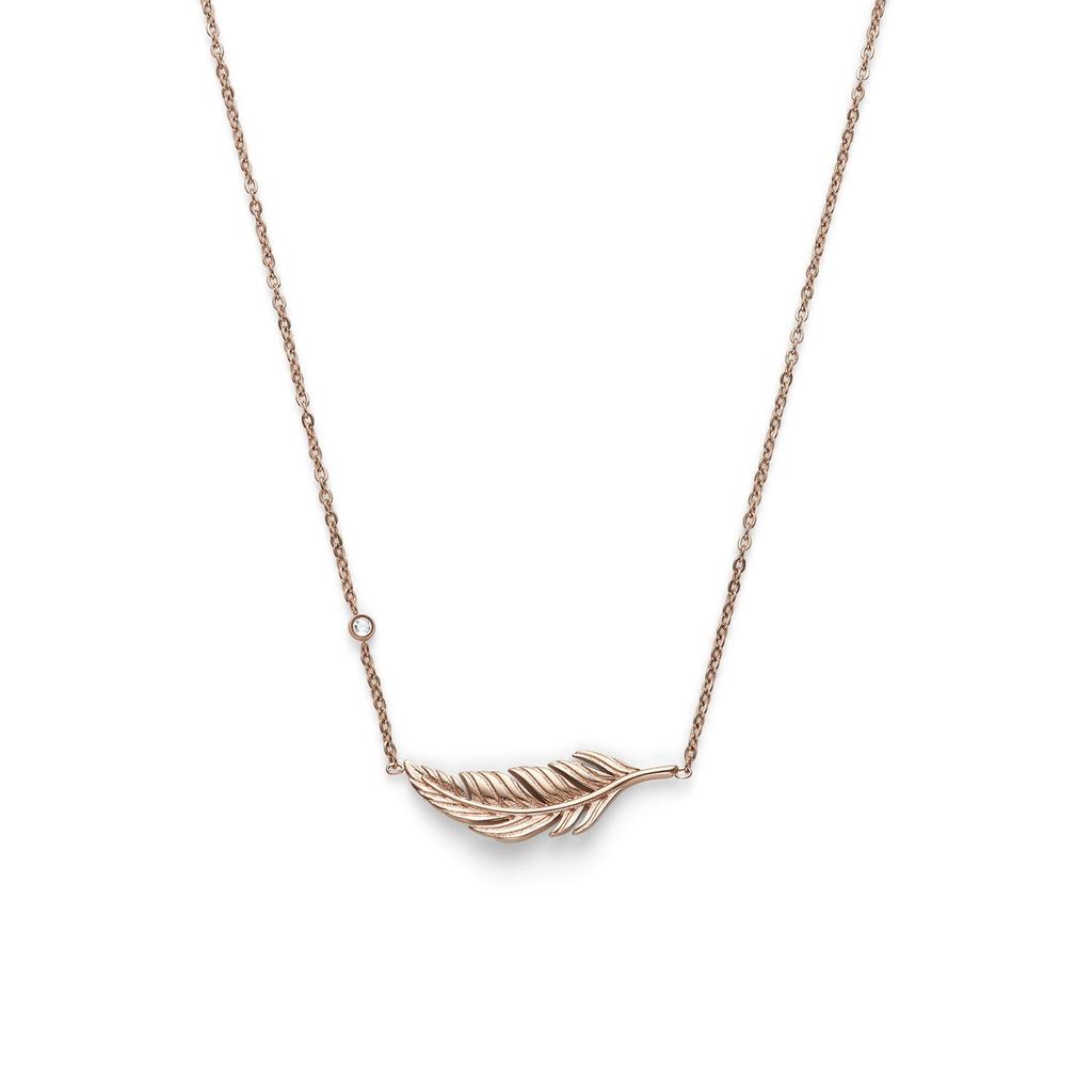 Olivia Burton Signature Feather Rose Gold Authentic Imported Necklace, 24100214,