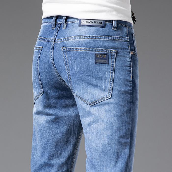 Summer Thin Jeans Men's Slim Fit Business Casual Straight Loose Versatile