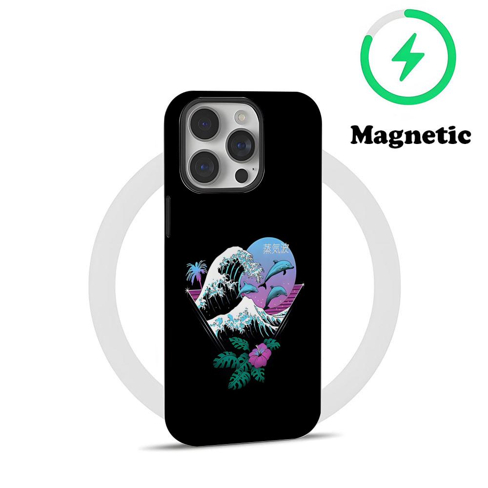 The Big Wave Of Kanagawa Phone Case Magnetic For IPhone 16 15 14 13 12 11 Pro Max X XR XSMax 7 8 Plus Glossy Film Hard PC Cover