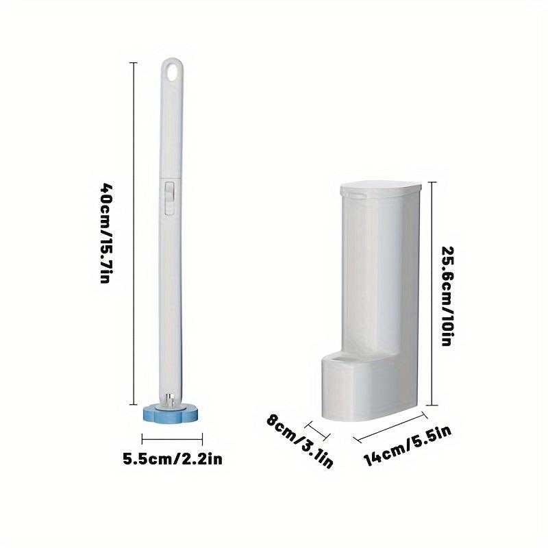 Disposable Toilet Brush with 12 Replacement Heads and Holder, Plastic Bathroom Cleaning Set with Soft Bristles, No-Dead-Angle, Base Included