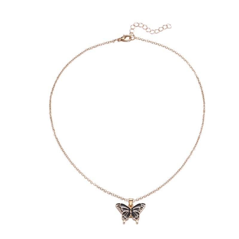 European and American e-commerce jewelry fashion drip alloy pendant personalized drip butterfly necklace autumn new item jewelry