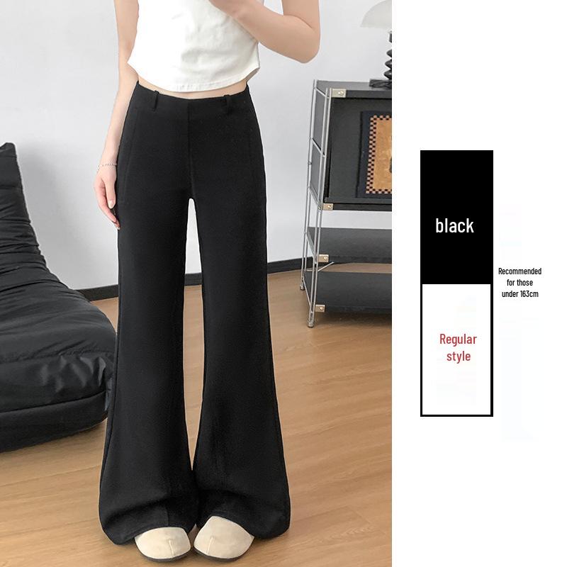 

Women s Retro Micro-flare Sports Pants - Spring/Autumn Casual Loose Wide-leg, Slim Fit Floor-length Medium