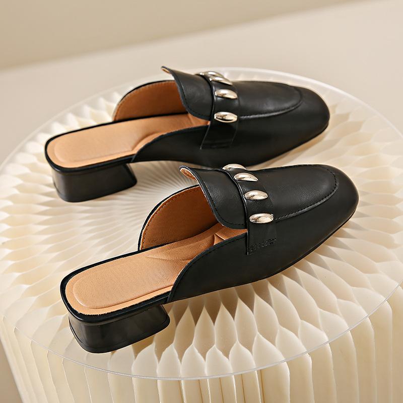 Fashion Low Heeled Baotou Slippers for Women 2025new Summer Outfit Fashionable Fairy Style Comfortable One and A Half Slippers for Women