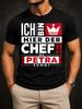 Ich Bin Hier Der Chef Bis Petra Kommt Graphic Geometric Red Layout With Crown Icon Modern Bold Unisex All TShirt