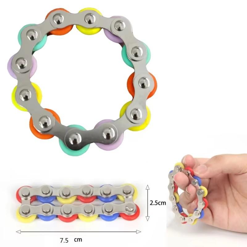 Adhd Anxiety Relief Antistress Metal Keychain Ring Finger Venting Sensory Plaything Flippy Bike Chain Decompression Toy