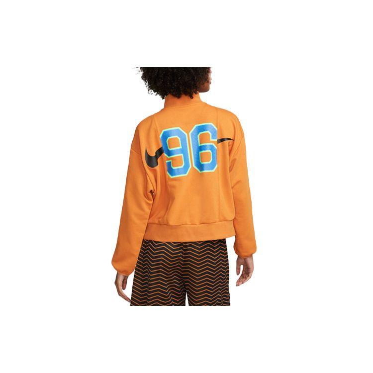 Nike Back Number Printed Stand Collar Long Sleeve Hoodie Women hoodies King-Orange DX0562-815
