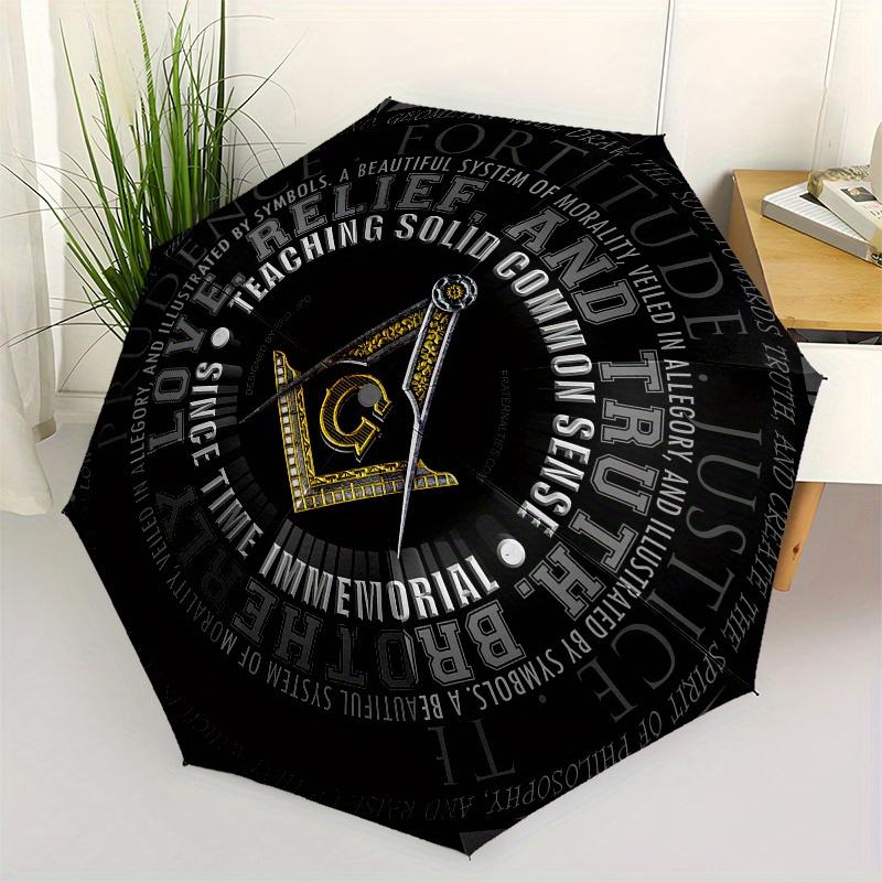 Masonic Square and Compasses Umbrella, Portable 3-Fold Umbrella for Men & Women,Ha