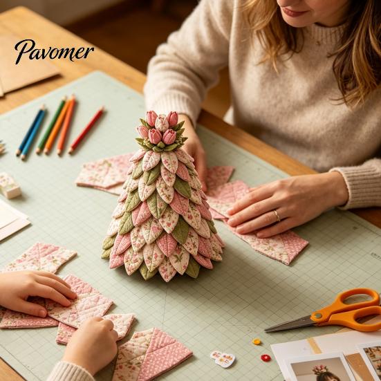 Tischmitte Sonnenblume Biene Baum DIY Bastelset, 3D gestepptes Stoff-Baumwoll-Patchwork-Set, Handgefertigte Tischdekoration für Wohnzimmer Schlafzimmer