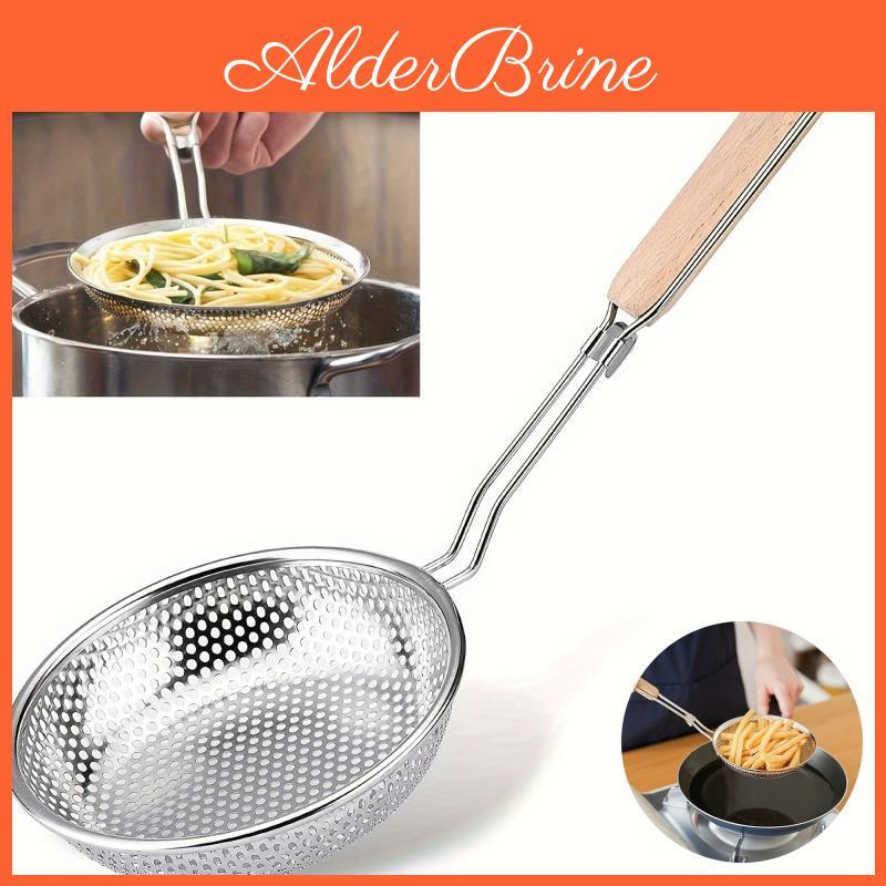 Strainer Skimmer Steel With Stainless Heatresistant Wooden Handle Oil Filter Mesh Kitchen Tool Multipurpose Durable Kitchen Utensil