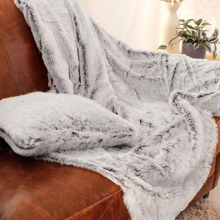 Plaid doux polaire 130 x 160 cm Évasion gris