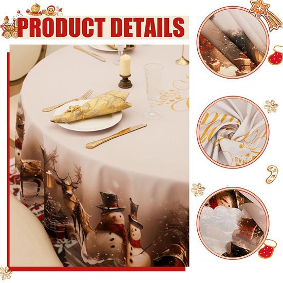Față de masă rotundă de Crăciun Iarnă Holly Om de zăpadă Față de masă Decorativă Acoperire de masă Pânză pentru Interior Exterior Petrecere de Sărbători Decor Masă de Prânz
