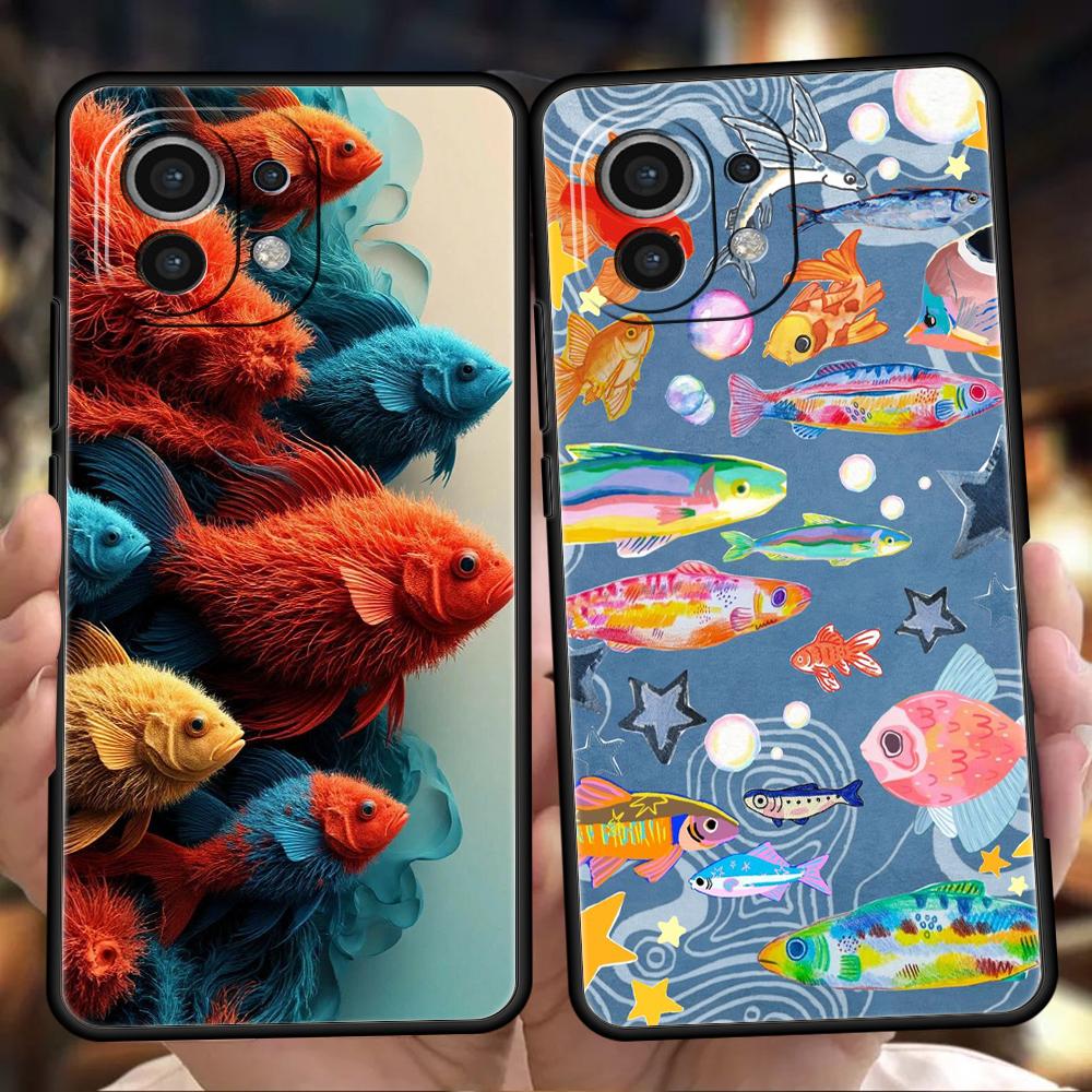 Phone Case Cover for Xiaomi Poco F7 F6 F5 F4 F3 X7 X6 X5 X4 X3 NFC M4 C51 C55 GT Pro 5G Soft TPU Fundas Blue Ocean Fish Capa Bag