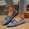 Fashion 2024 Women's Knitted Slip On Flats Breathable Comfortable Solid Color Flat Shoes Casual Pointed Toe Walking Shoes Women Loafers