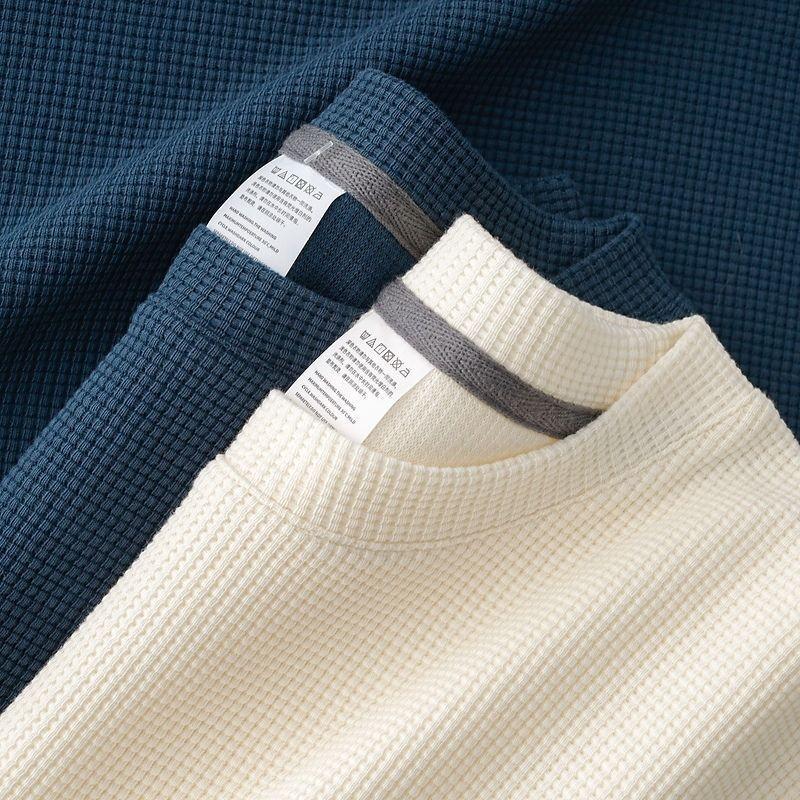 Men s Ice Silk Retro Waffle Knit Short Sleeve T-Shirt with Back Buttons 3XL