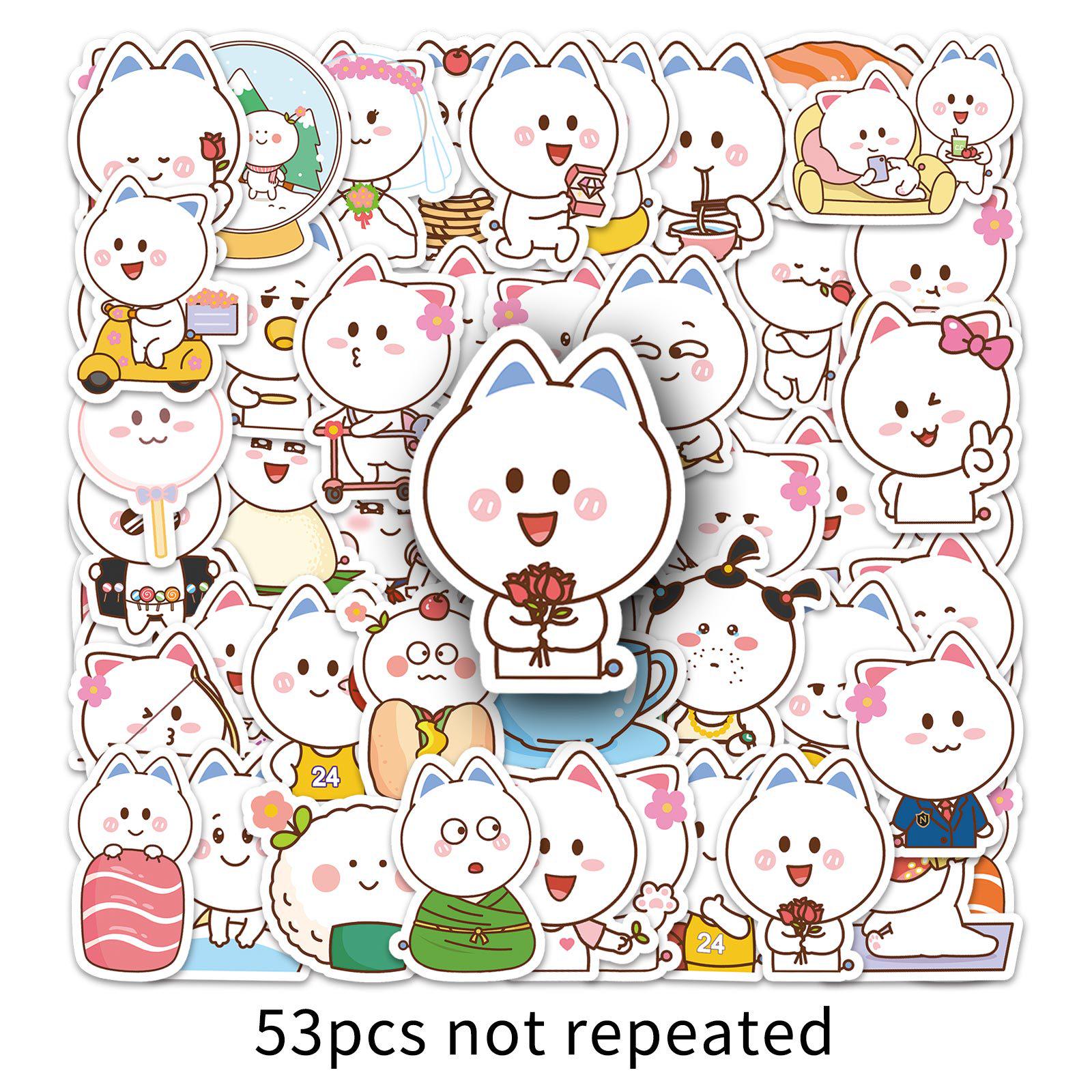 53-Piece Cute Peach Fairy Stickers: Waterproof for Suitcase, Stationery, and Planner Use.