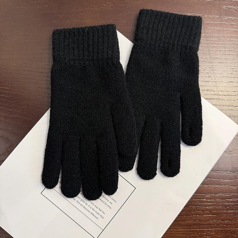 

Вязаные перчатки без пальцев с плюшевой подкладкой для женщин, зимние, теплые, совместимые со смартфоном чёрный