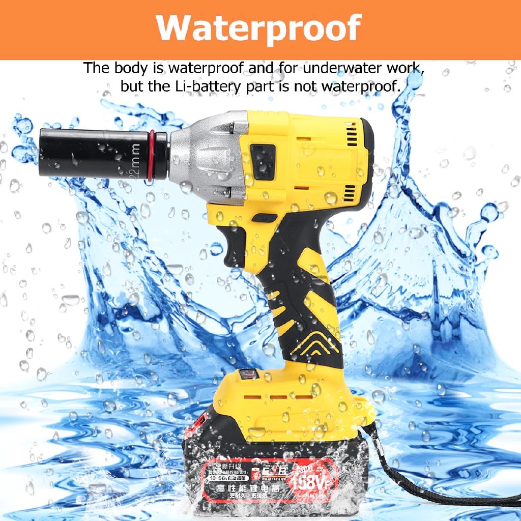 530Nm Electric Cordless Impact Wrench Power Driver Wrench Socket 1/2Inch Socket Wrench Power Tool 19800mah 158VF
