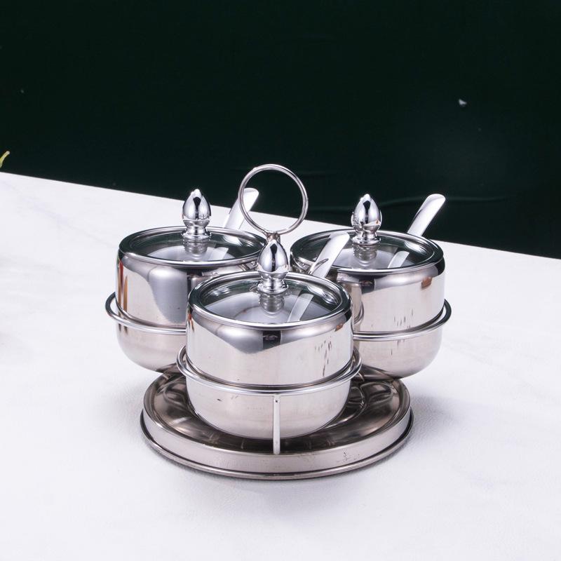 304 Stainless Steel Spice Jar Set - Korean Style Condiment Jars for Home, Cafeteria, Hotel