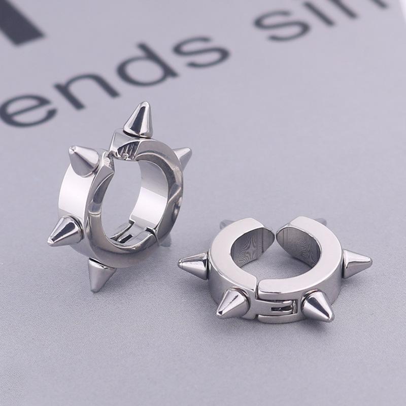 1Pair Personality Rivet Titanium Steel Punk Stud Earring Gothic Hoop Earrings Fashion Unisex Sharp Needle Ear Buckle