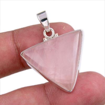 Natural Rose Quartz Gemstone Handmade 925 Solid Silver Gift Pendant 1.50" B5r67