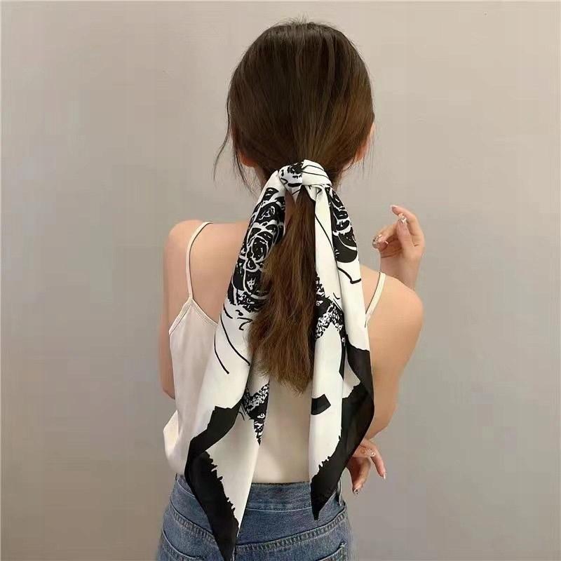 Scarf with print, women' synthetic silk, gift scarf, 70x70