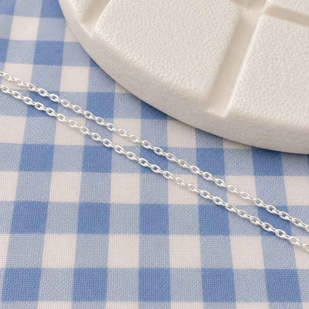 Sterling Silver 999 Starry Round Bead Necklace with O-Shaped Chain for Women