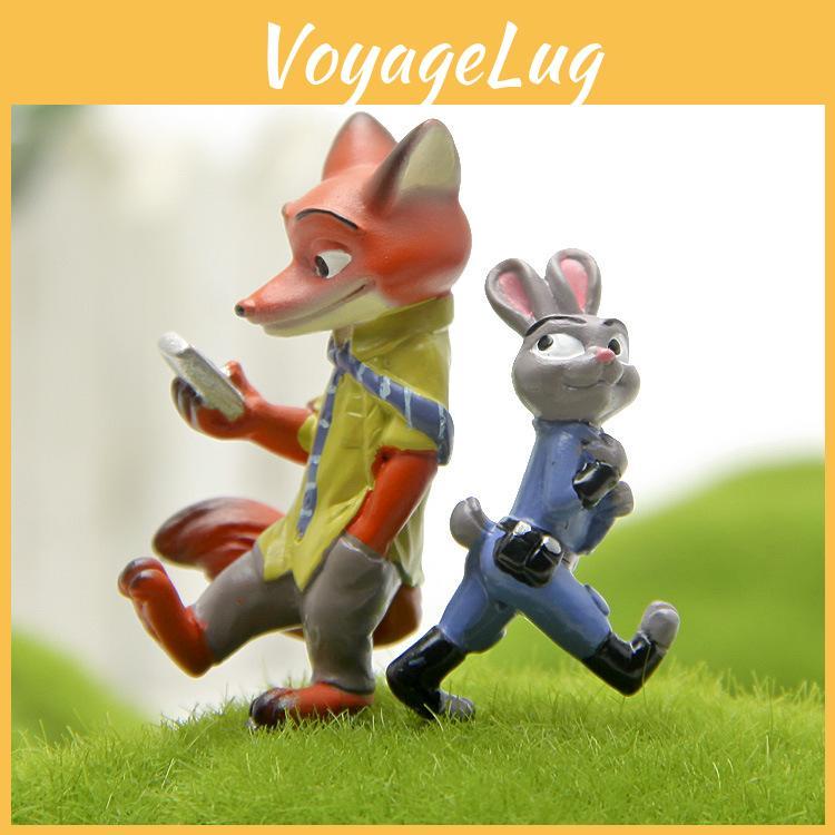 Nick Zootopia Judy Cartoon Rabbit Fox Mini Model Ornament For Landscape Decor