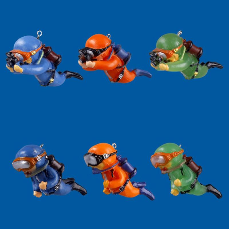 Luminous Green Mini Diver Kawaii Simulated Floating Frogman for Aquarium Ornaments Fish Tank Decoration Aquarium Accessories