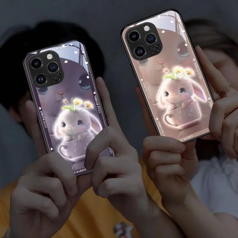 LED Phone Cover - Auto Flashing for Calls/Music with Tempered Glass Protection