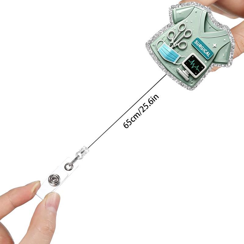 Shiny Glitter Nurse Badge Reel Rotatable Retractable Clip Durable ID Card Holder for Travel Outdoor Work School Identification