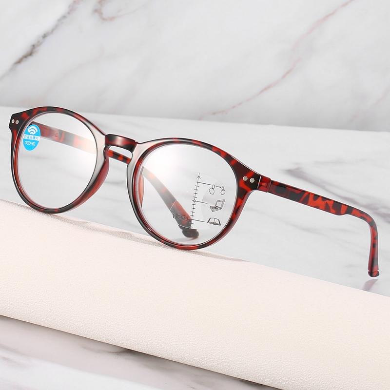 Round Frame Progressive Glasses Men Ultralight HD Multifocal Reading Glasses Ladies Women Blue Light Blocking Presbyopia Eyewear