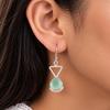 Aqua Chalcedon Edelstein 925 Sterling Silber Handgefertigte Hängeohrringe 1,62" Einzigartiges Geschenk Für Sie EE-93-14