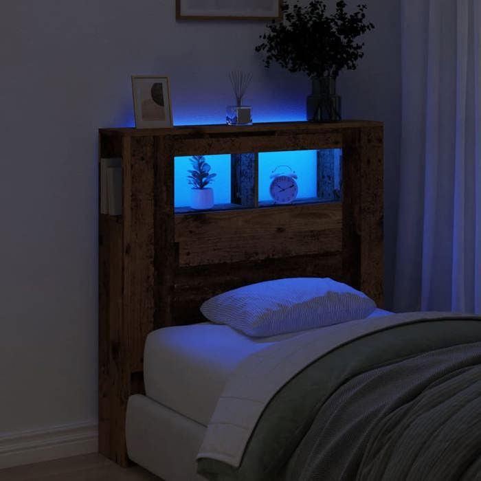 VidaXL LED Headboard Old Wood 100x18.5x103.5cm Engineered Wood, Headboard, Headboard with Shelves, Headboard 857682