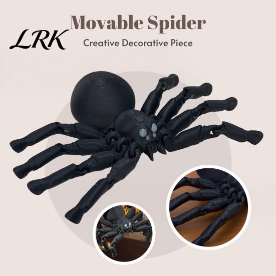Halloween Party Decoration 3D Printed Articulated Spider Figurine, Flexible Joint Black Durable Statue, Collectible Gothic Ornament for Home