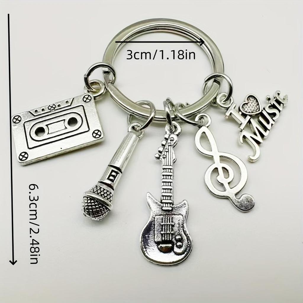 Music Keychain: Musical Notes, Microphone, Guitar & Love Band Souvenir