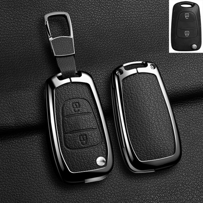 

Interior Mouldings 2/3button Car Alloy Leather Key Case Cover For Kia K2 K5 Rio 3 Picanto Ceed Cerato Sportage For Hyundai i20 i