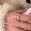 Feiner Blitz Zirkon Schleife Perle Öffnungsring Damen Leichter Luxus Elegant Sanft Persönlichkeit Mode Vielseitiger Ring Ring